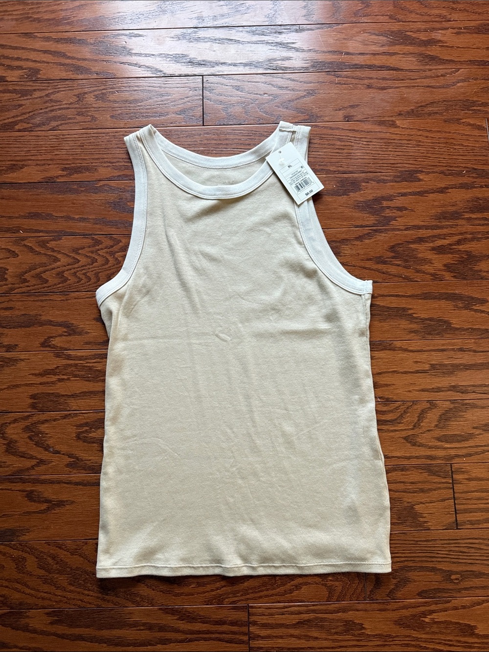 a new day Cream Ribbed-Edge Sleeveless Tank Top